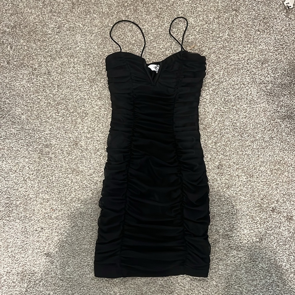 Princess Polly Black Ruched Mini Dress - Picture 4 of 5